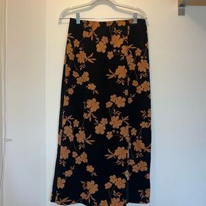 Sanctuary Black and Orange Maxi Skirt A-line